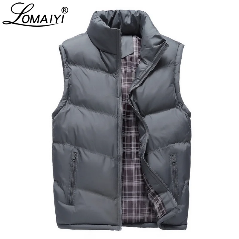 

LOMAIYI Chaleco de plumón para hombre 2019 chalecos acolchados de Primavera/invierno chaqueta sin mangas para hombre chaleco negro para hombre cálido chaleco de abrigo BM252