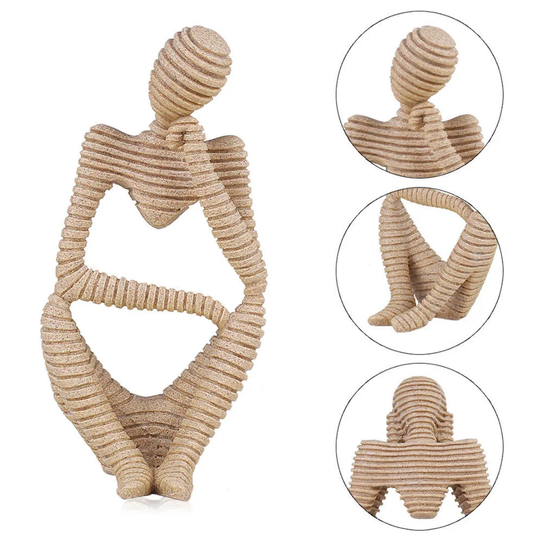 Nature Resin Sandstone Statues Abstract Characters Thinker Figure Hand Carved Figurine Crafts For Home Decor Accessories