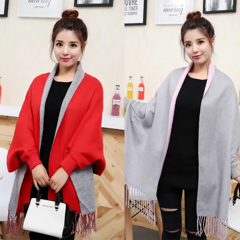 Autumn Causal Fashion Loose Tassel Knitted Cashmere Batwing Women Long Poncho Capes Duplex Shawl Cardigan
Autumn Causal Fashion Loose Tassel Knitted Cashmere Batwing Women Long Poncho Capes Duplex Shawl Cardigan