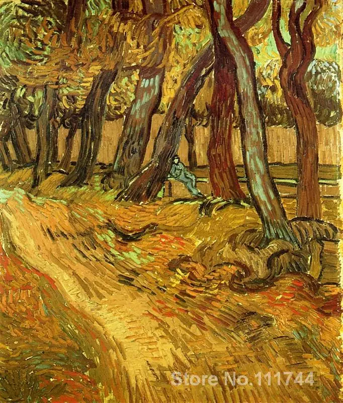 

modern art painting on canvas The Garden of Saint Paul Hospital with Figure hand painted Vincent Van Gogh artwork High quality