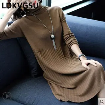Autumn Winter Dress Women High-Neck Loose Long Sleeve Knit Pleated Dress Fashion Wild Sweater Dress Plus Size Vestidos Is1060
Autumn Winter Dress Women High-Neck Loose Long Sleeve Knit Pleated Dress Fashion Wild Sweater Dress Plus Size Vestidos Is1060