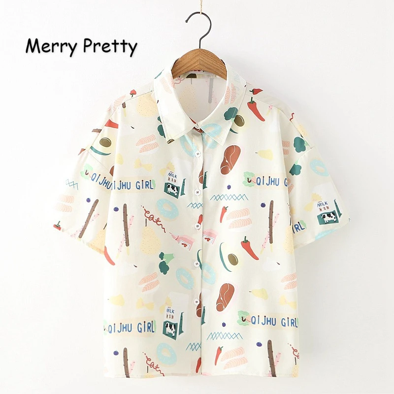 Merry Pretty Women Cartoon Print White Blouses 2019 Summer Short Sleeve Turndown Collar Shirts Womens Tops And Blouses
Merry Pretty Women Cartoon Print White Blouses 2019 Summer Short Sleeve Turndown Collar Shirts Womens Tops And Blouses