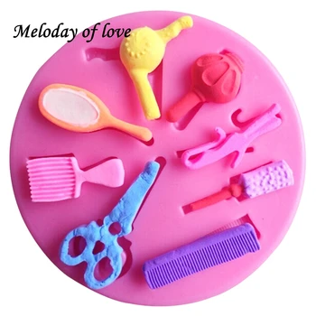 3D Scissors Hair Tools comb Silicone Mold Hair dryer chocolate candy cake mould fondant cake decorating tools T0145
3D Scissors Hair Tools comb Silicone Mold Hair dryer chocolate candy cake mould fondant cake decorating tools T0145