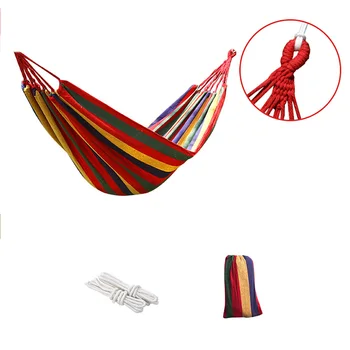 Blue Stripe/Red Stripe Two People Outdoor Canvas Camping Hammock Curved Wooden Stick Stable Garden Swing Chair Hanging
Blue Stripe/Red Stripe Two People Outdoor Canvas Camping Hammock Curved Wooden Stick Stable Garden Swing Chair Hanging