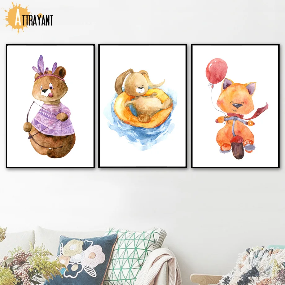 Bear Rabbit Fox Nordic Posters And Prints Wall Art Canvas Painting Watercolor Wall Pictures For Kids Baby Boy Girl Room Decor
Bear Rabbit Fox Nordic Posters And Prints Wall Art Canvas Painting Watercolor Wall Pictures For Kids Baby Boy Girl Room Decor