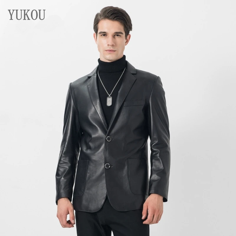 YUKOU Brand Mens Coats 100% Sheepskin Genuine Leather Collar Business Men Suit Natural Leather Coat Best Sellers
YUKOU Brand Mens Coats 100% Sheepskin Genuine Leather Collar Business Men Suit Natural Leather Coat Best Sellers