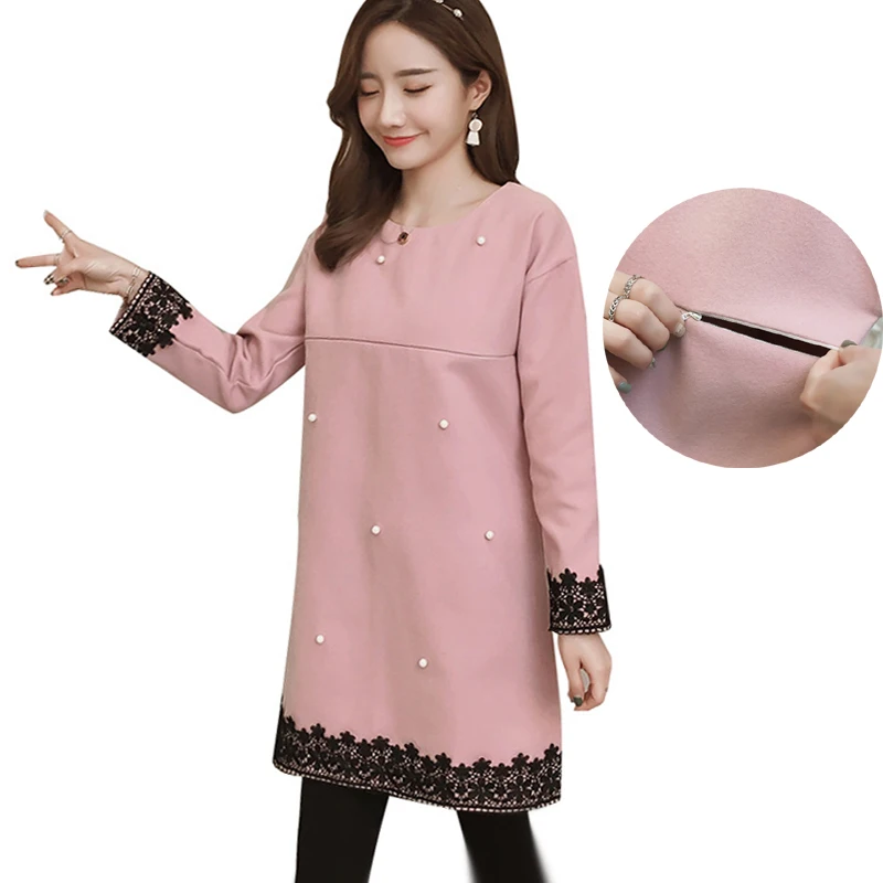 Maternity Winter Thick Lace Patchwork Dress for Pregnant Women Plus Size Beading Dreses Pregnancy Korean Fashion Elegant Clothes
Maternity Winter Thick Lace Patchwork Dress for Pregnant Women Plus Size Beading Dreses Pregnancy Korean Fashion Elegant Clothes