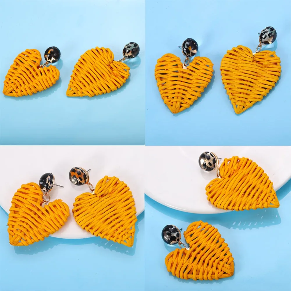 Girlgo Sea Summer Handmade Rattan Knit Love Heart Colorful Drop Earrings for Women Accessories Gifts Boho Charm Hanging Jewelry
Girlgo Sea Summer Handmade Rattan Knit Love Heart Colorful Drop Earrings for Women Accessories Gifts Boho Charm Hanging Jewelry