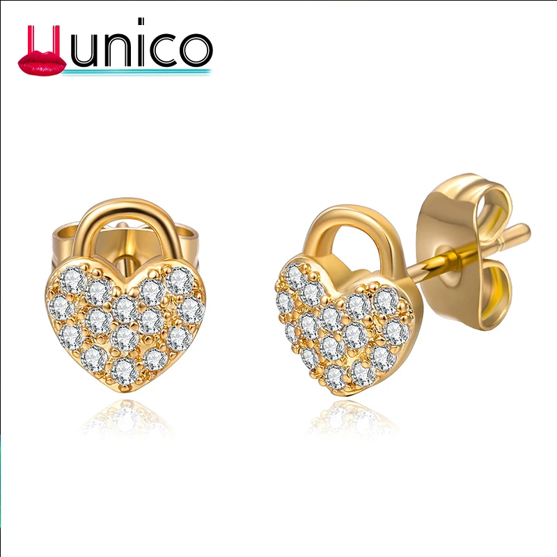 UUNICO fashion Personality high-grade heart-shaped lock full AA zircon earrings ladies hypoallergenic ear jewelry Valentine grft
UUNICO fashion Personality high-grade heart-shaped lock full AA zircon earrings ladies hypoallergenic ear jewelry Valentine grft