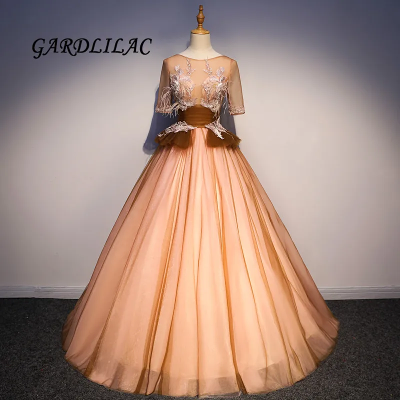 Brown Quinceanera Dresses Half Sleeve Tulle Ball Gown Prom Formal Dress vestido 15 anos vestidos de quinceaneras
Brown Quinceanera Dresses Half Sleeve Tulle Ball Gown Prom Formal Dress vestido 15 anos vestidos de quinceaneras