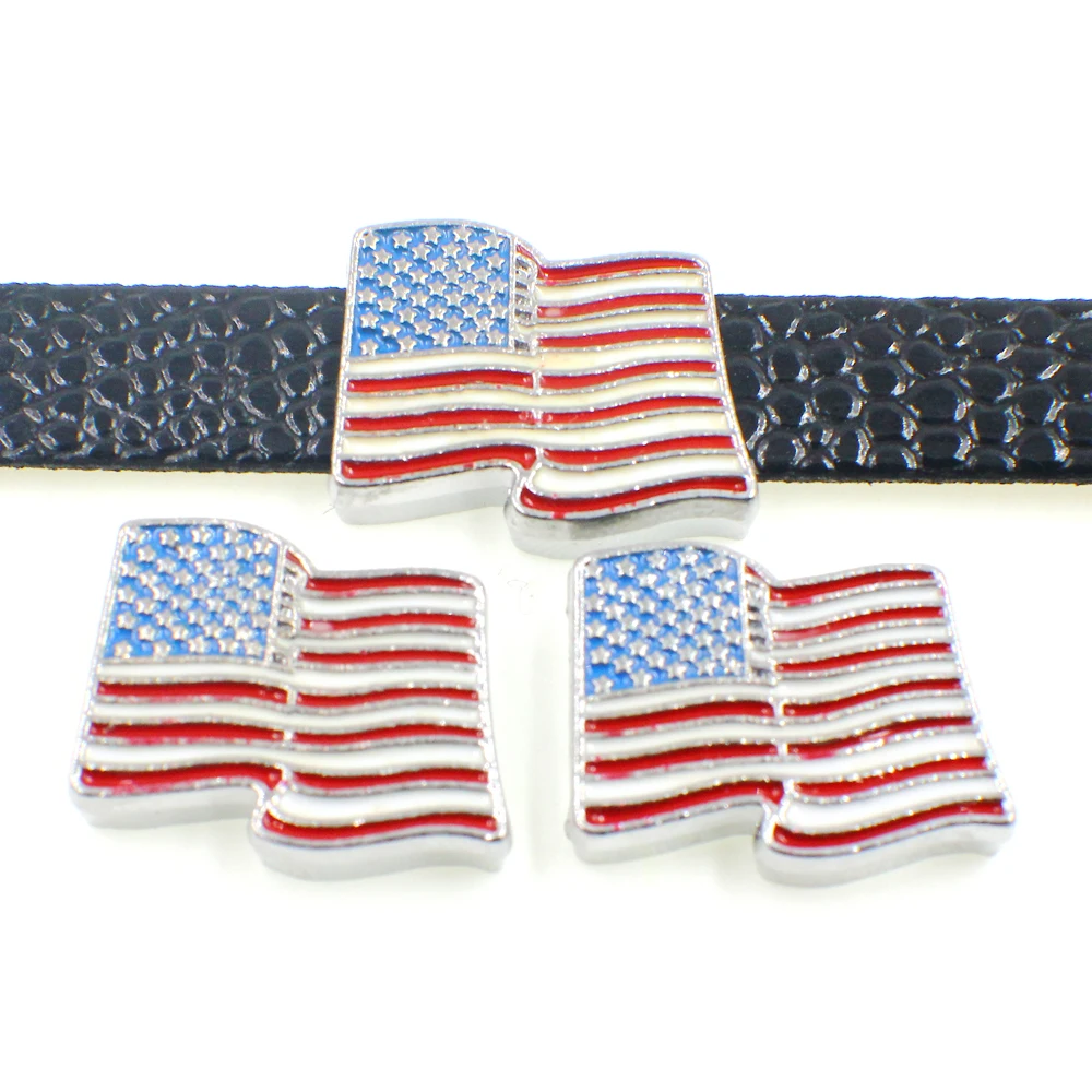 wholesales 50pcs American flag slide charm DIY accessories fit 8mm band stocked Zinc alloy Internal Dia.8mm SL166
wholesales 50pcs American flag slide charm DIY accessories fit 8mm band stocked Zinc alloy Internal Dia.8mm SL166