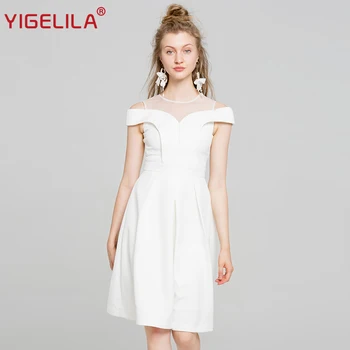 YIGELILA 2019 Latest Summer Women Fashion Off Shoulder O-neck Empire Slim Knee-Length Solid White Dress 63036
YIGELILA 2019 Latest Summer Women Fashion Off Shoulder O-neck Empire Slim Knee-Length Solid White Dress 63036