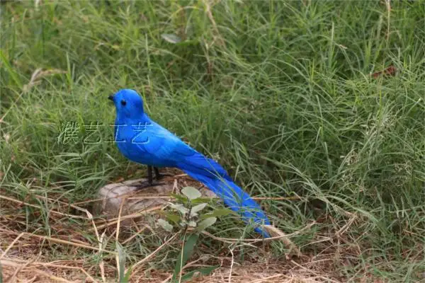 simulation animal about 22cm feathers bird model toy,blue colour ,polyethylene resin handicraft,props,home decoration a1743