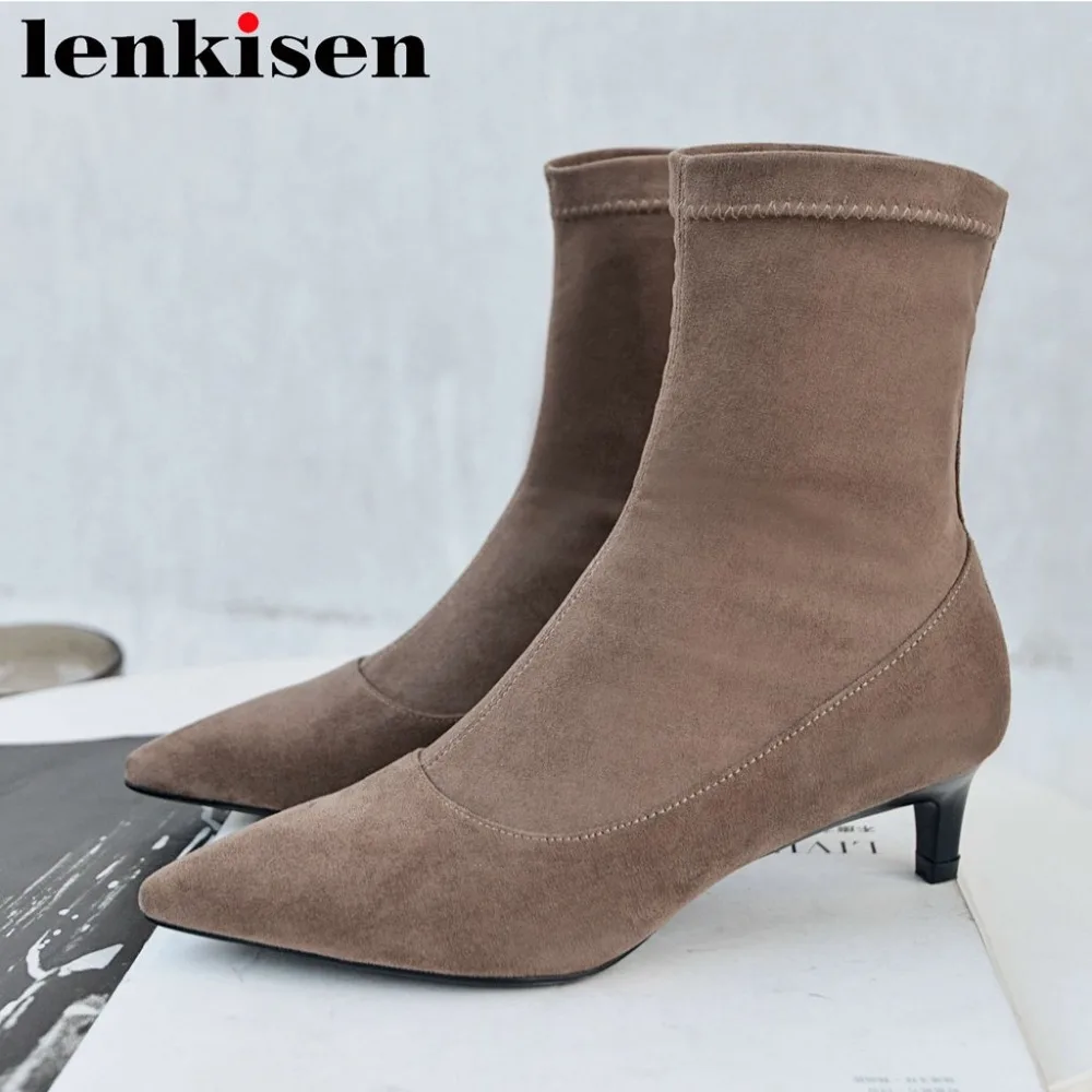 European style solid stretch fabric comfort med heels streetwear pointed toe elegant charming girls stretch mid-calf boots L80
European style solid stretch fabric comfort med heels streetwear pointed toe elegant charming girls stretch mid-calf boots L80
