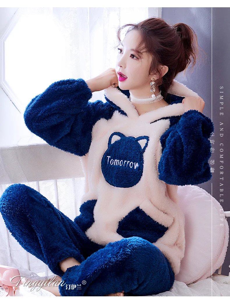 2018 New Autumn Winter Plus size Flannel pajamas Thick Women Sleepwear Female Coral Fleece Cartoon pajama sets Cat Bear with hat
2018 New Autumn Winter Plus size Flannel pajamas Thick Women Sleepwear Female Coral Fleece Cartoon pajama sets Cat Bear with hat