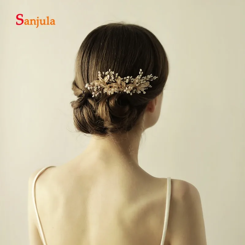 Three Leaves Flower Shape Bridalheadband Gold Shiny Beaded Wedding Accessories Women Headband with Comb barette cheveux H85
Three Leaves Flower Shape Bridalheadband Gold Shiny Beaded Wedding Accessories Women Headband with Comb barette cheveux H85