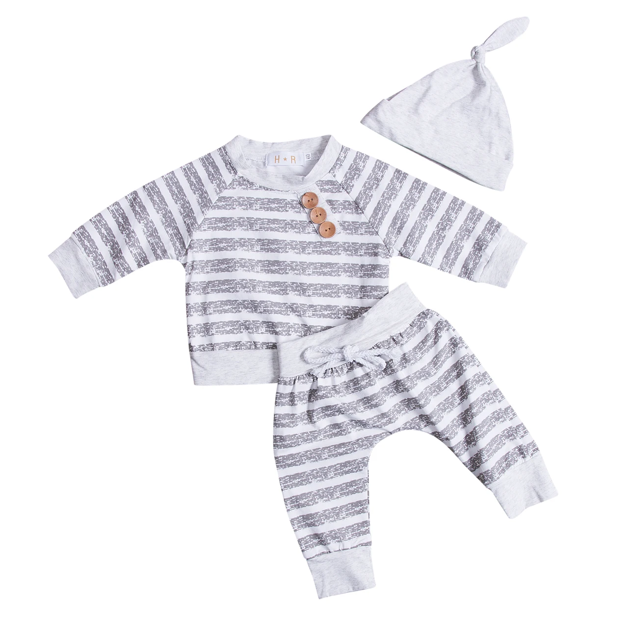 0-18M Newborn Baby Boys Girls Stripe Buttons Long Sleeve Sweatshirt Top Striped Pant with Hat Set For Baby Boy Autumn Clothes
0-18M Newborn Baby Boys Girls Stripe Buttons Long Sleeve Sweatshirt Top Striped Pant with Hat Set For Baby Boy Autumn Clothes