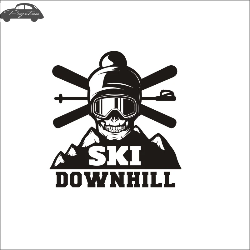 Pegatina Skull Skiing Sticker Winter Sports Snow Decal Ski Posters Vinyl Wall Decals Decor Mural Skiing Sticker