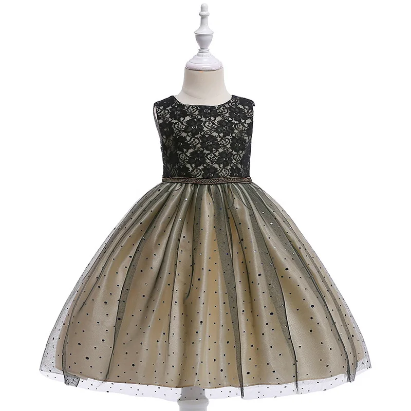2018 New Flower Girl Princess Dress Mesh Sequins Party Kids Dresses For Girls Wedding Dress 14 Years Sleeveless Children Costume (1)