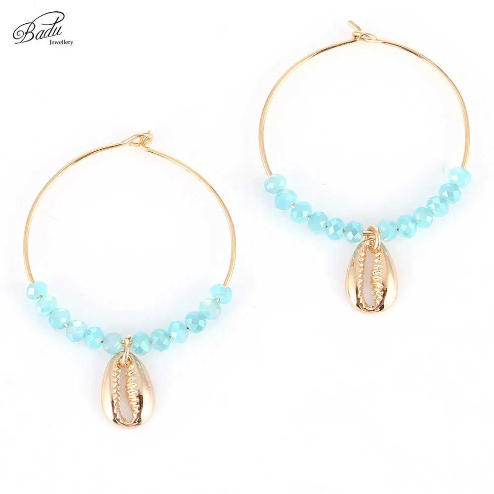 Badu Crystal Beads Hoop Earring Big Round 18k Gold Plated Shell Pendant Women Fashion Earrings Bohemian Jewelry Fashion
Badu Crystal Beads Hoop Earring Big Round 18k Gold Plated Shell Pendant Women Fashion Earrings Bohemian Jewelry Fashion