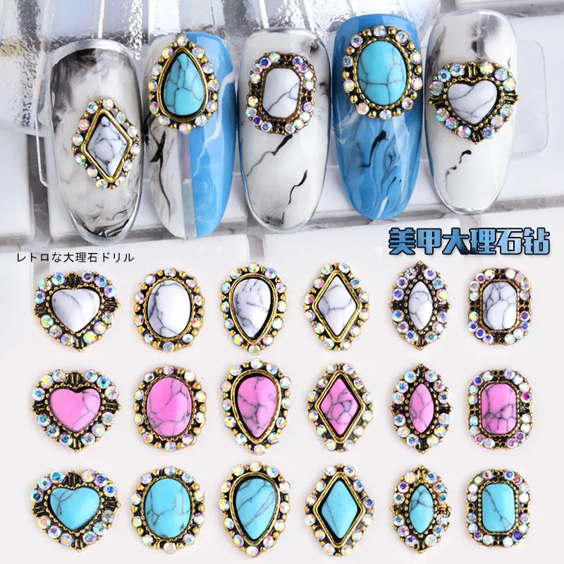 10pcs Japanese style alloy nail art decoration nature Marbling turquoise nail accessory retro nail art charms nail rhinestone
10pcs Japanese style alloy nail art decoration nature Marbling turquoise nail accessory retro nail art charms nail rhinestone