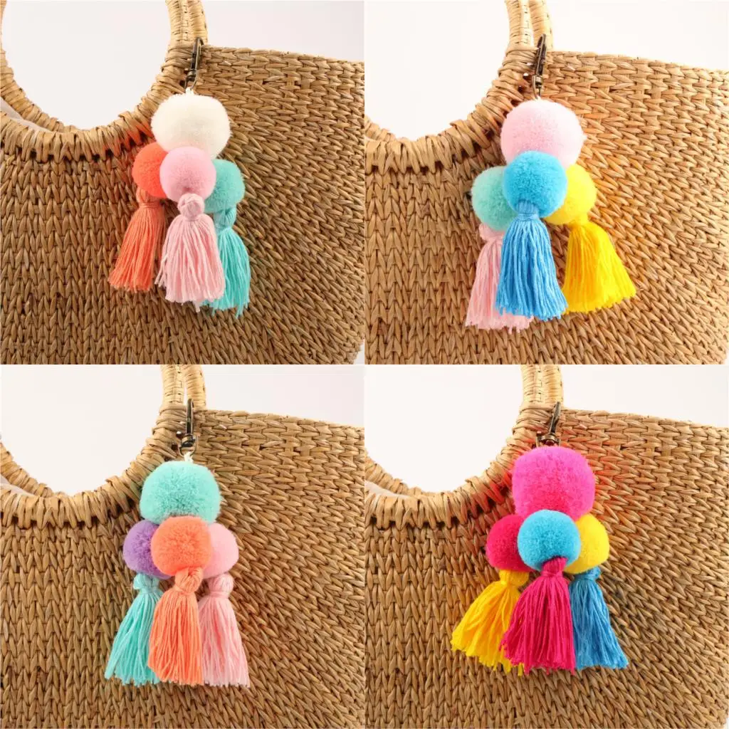 1pc Colorful Boho Style Big Ball With PomPom Bag Hanging With Tassel KeyChains For Women Jewelry
1pc Colorful Boho Style Big Ball With PomPom Bag Hanging With Tassel KeyChains For Women Jewelry