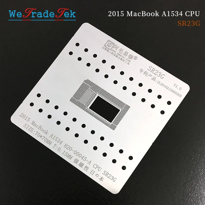 IC Chip MAC BGA Reballing Stencil Kit Solder Template for Macbook 2015 A1534 820-00045-A CPU SR23G RAM Tin Plant Net Solder
IC Chip MAC BGA Reballing Stencil Kit Solder Template for Macbook 2015 A1534 820-00045-A CPU SR23G RAM Tin Plant Net Solder