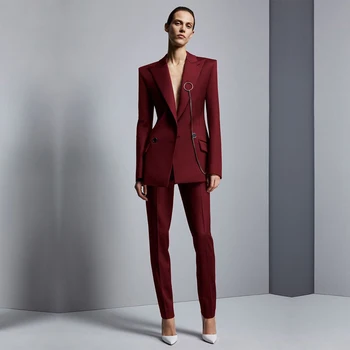 Wine Red Jacket+Pants Women's Business Suits Office Uniform Designs Women Elegant Formal Ladies Trouser Suit 2 Piece Sets custom
Wine Red Jacket+Pants Women's Business Suits Office Uniform Designs Women Elegant Formal Ladies Trouser Suit 2 Piece Sets custom