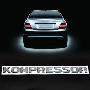 beler 3D Silver Chrome KOMPRESSOR Badge Emblem Sticker Car Accessories for Mercedes-Benz SLK CLK SL CLS ML GL A B C E S Class