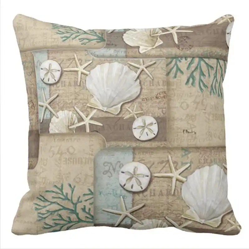 Nautical Seashells On The Seashore Throw Pillow Case Nautical
