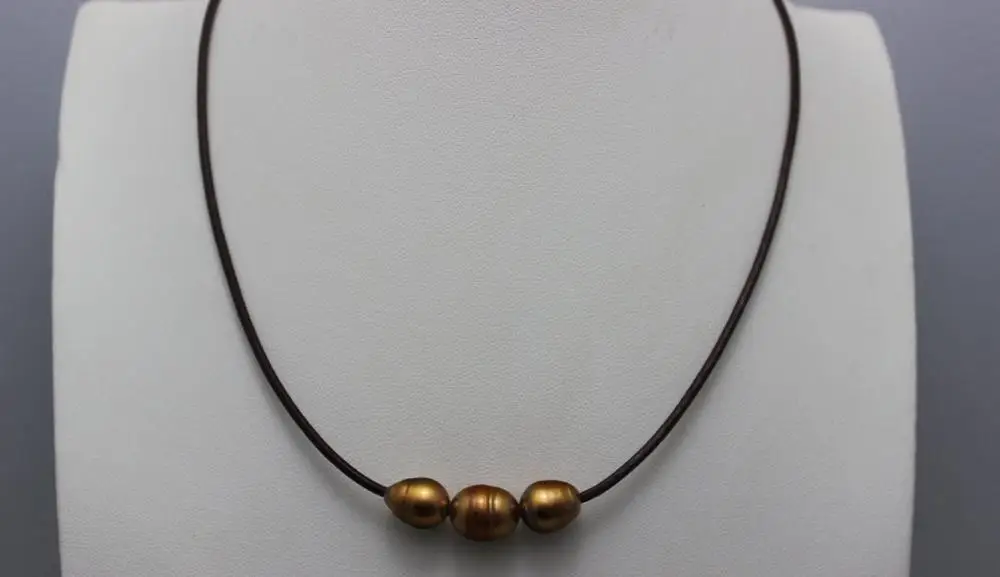 FREE SHIPPING>>>@@ > brown Genuine leather 3beads Golden Brown freshwater pearl necklace10x12mm17
FREE SHIPPING>>>@@ > brown Genuine leather 3beads Golden Brown freshwater pearl necklace10x12mm17