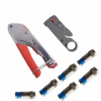 Compression Tool Cable Stripper for Coaxial RG6/59 with 6pc Compression Connectors
Compression Tool Cable Stripper for Coaxial RG6/59 with 6pc Compression Connectors