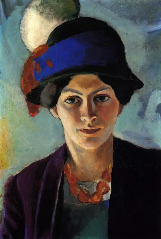 

High quality Oil painting Canvas Reproductions Portrait of the artist's wife with a hat (1909) By August Macke hand painted