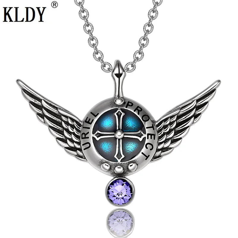 KLDY Purple Crystal Pendant Archangel Uriel Angel Wings Protection Shield Magic Powers Charm Fashion Jewelry for women men 2018
KLDY Purple Crystal Pendant Archangel Uriel Angel Wings Protection Shield Magic Powers Charm Fashion Jewelry for women men 2018