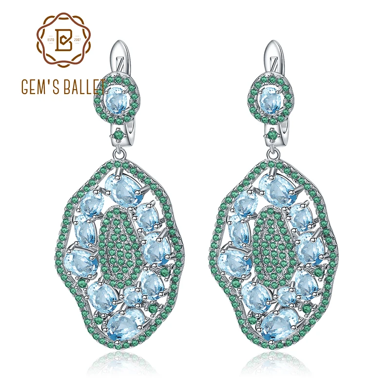 GEM'S BALLET 7.74Ct Natural Sky Blue Topaz Hyperbole Earrings 925 Sterling Sliver Gemstone Vintage Drop Earrings For Women Party 
GEM'S BALLET 7.74Ct Natural Sky Blue Topaz Hyperbole Earrings 925 Sterling Sliver Gemstone Vintage Drop Earrings For Women Party