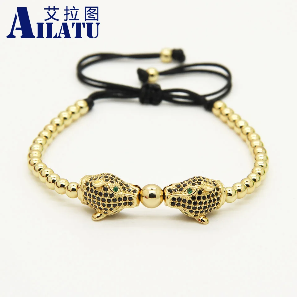 Ailatu 4mm Copper beads with Micro Paved Black Cz Beads Macrame Leopard Bracelets 
Ailatu 4mm Copper beads with Micro Paved Black Cz Beads Macrame Leopard Bracelets