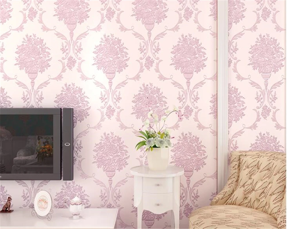 beibehang American nonwoven wall paper 3D restaurant TV European pastoral flowers vertical AB version of the 3d wallpaper behang |
