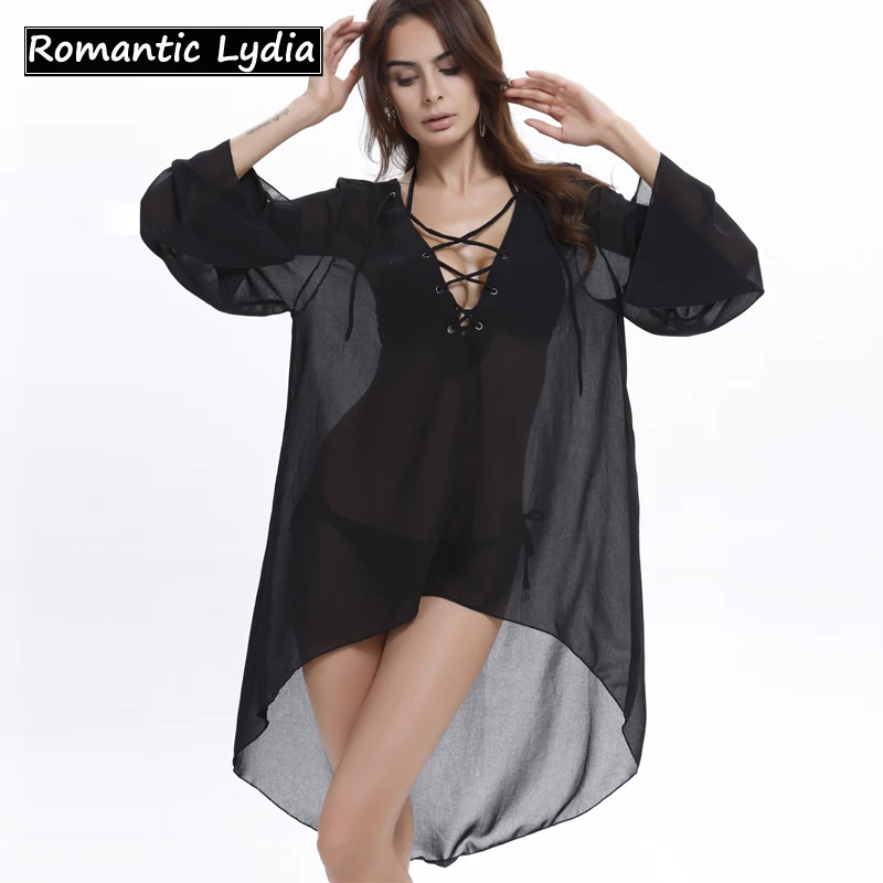 Women Solid Black Blue Chiffon Beach Blouse V-Neck Lace Up Long Flare Sleeve Overalls Loose Maxi Bikini Coverups Tunic Beachwear
Women Solid Black Blue Chiffon Beach Blouse V-Neck Lace Up Long Flare Sleeve Overalls Loose Maxi Bikini Coverups Tunic Beachwear