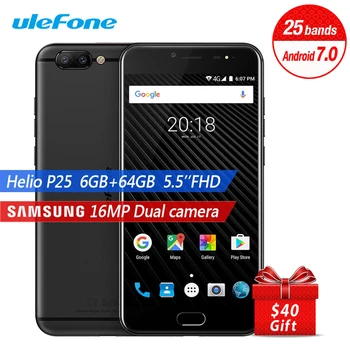 

Ulefone T1 Dual Rear Camera Phones 5.5 inch FHD Android 7.0 Octa Core 6GB 64GB 16MP+5MP Helio P25 Global Version Smartphone