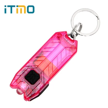 

ITimo Portable Mini LED Keychain Flashlight 45LM 2 Modes Key Chain USB Rechargeable Keyring Light Lamp Torch Tube