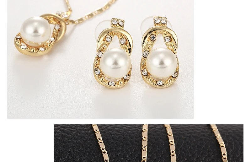AYAYOO Wedding Bridal Jewelry Sets Simulated Pearl African Necklace Sets For Women Gold Color Simple Turkish Jewellery Set (4)