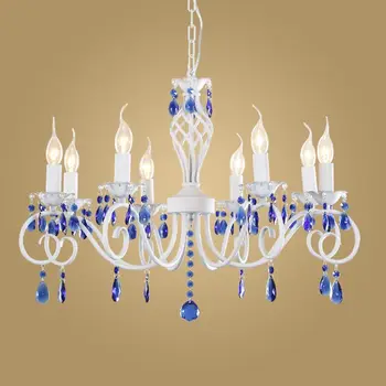 Modern Crystal Chandelier for Kitchen Bedroom Hanging Mediterranean White Chandelier Blue Crystal 
Modern Crystal Chandelier for Kitchen Bedroom Hanging Mediterranean White Chandelier Blue Crystal