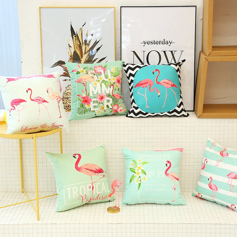 Cute Flamingo Cushion Pillow Case Flamingo Party Bedroom Sofa Home Decoration accessories Birthday/Wedding Favors and Gifts Sadoun.com