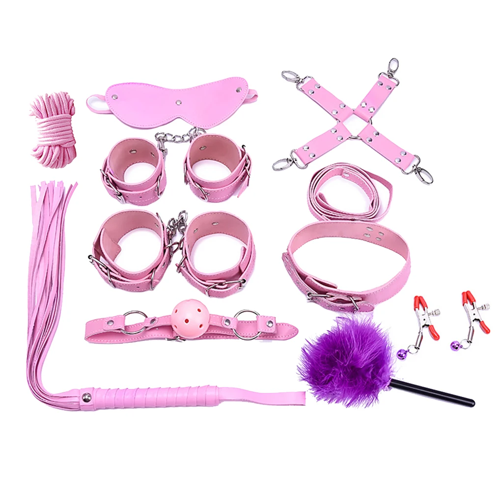 10pc/set Adults Erotic Leather Whip Mouth Ball Wrist Ankle Strap Adjustable Neck Collar Women Men Couple Sexy Toys
10pc/set Adults Erotic Leather Whip Mouth Ball Wrist Ankle Strap Adjustable Neck Collar Women Men Couple Sexy Toys