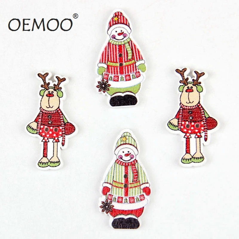 

Diy Crafts 30pcs Mixed Cute Christmas Elk Snowman 2 Holes Wooden Decorative Buttons Sewing Accessories Scrapbooking