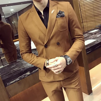 2018 Double Breasted Mens Suits Smoking Jackets Khaki Mens Suits With Pants Tuxedo Short Slim Fit 2 pcs Prom Social Club Outfits
2018 Double Breasted Mens Suits Smoking Jackets Khaki Mens Suits With Pants Tuxedo Short Slim Fit 2 pcs Prom Social Club Outfits