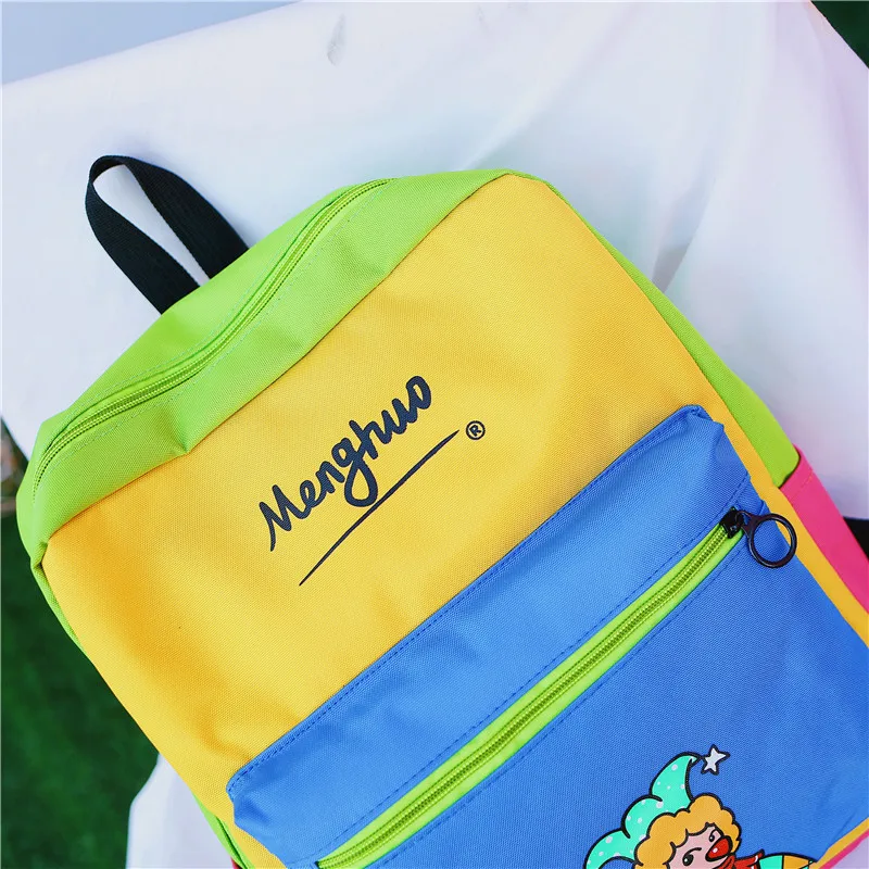Menghuo Panelled Backpack Women Large Capacity School Backpack Bags for Girls 2018 Clown Printing Ultralight Backpack MochilasIMG_8369