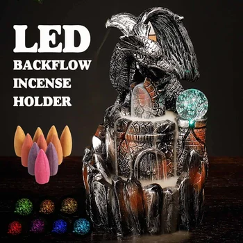 Dragon Design LED Light Resin Backflow Waterfall Smoke Incense Burner Censer Holder+10 Cones Ornament for Home Living Room Decor
Dragon Design LED Light Resin Backflow Waterfall Smoke Incense Burner Censer Holder+10 Cones Ornament for Home Living Room Decor