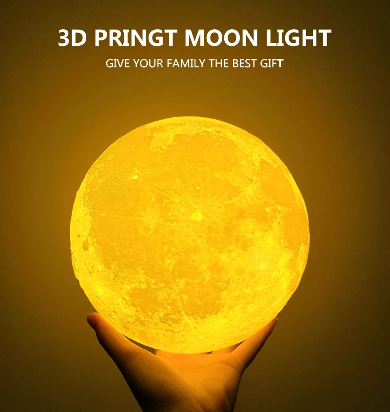 Lampara de Luna 3D 18cm con Control Remoto