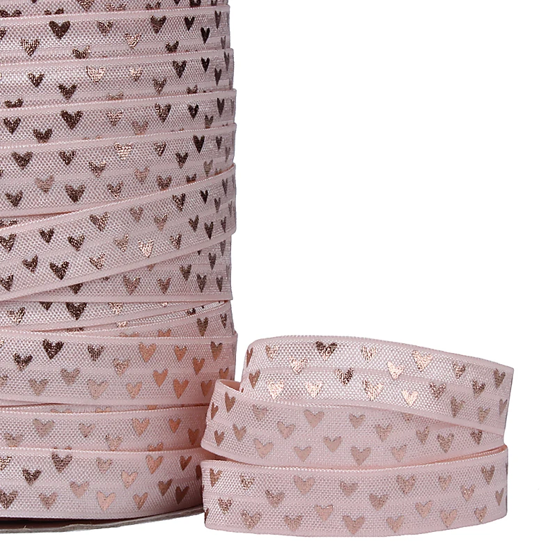 Wholesale 100 yards per roll 5/8" Valentine heart design rose gold foil printed foe fold over elastic
Wholesale 100 yards per roll 5/8" Valentine heart design rose gold foil printed foe fold over elastic